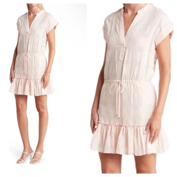 New! Veronica Beard Hanne Cotton Blend Ruffle hem in Blush Pink 💗 Medium NWT !